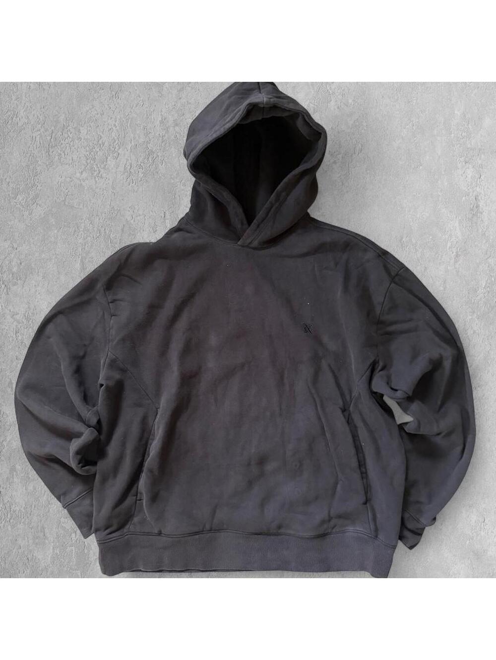 Express Faded Dark Brown Fleece Pullover Hoodie Sweater - Sz L